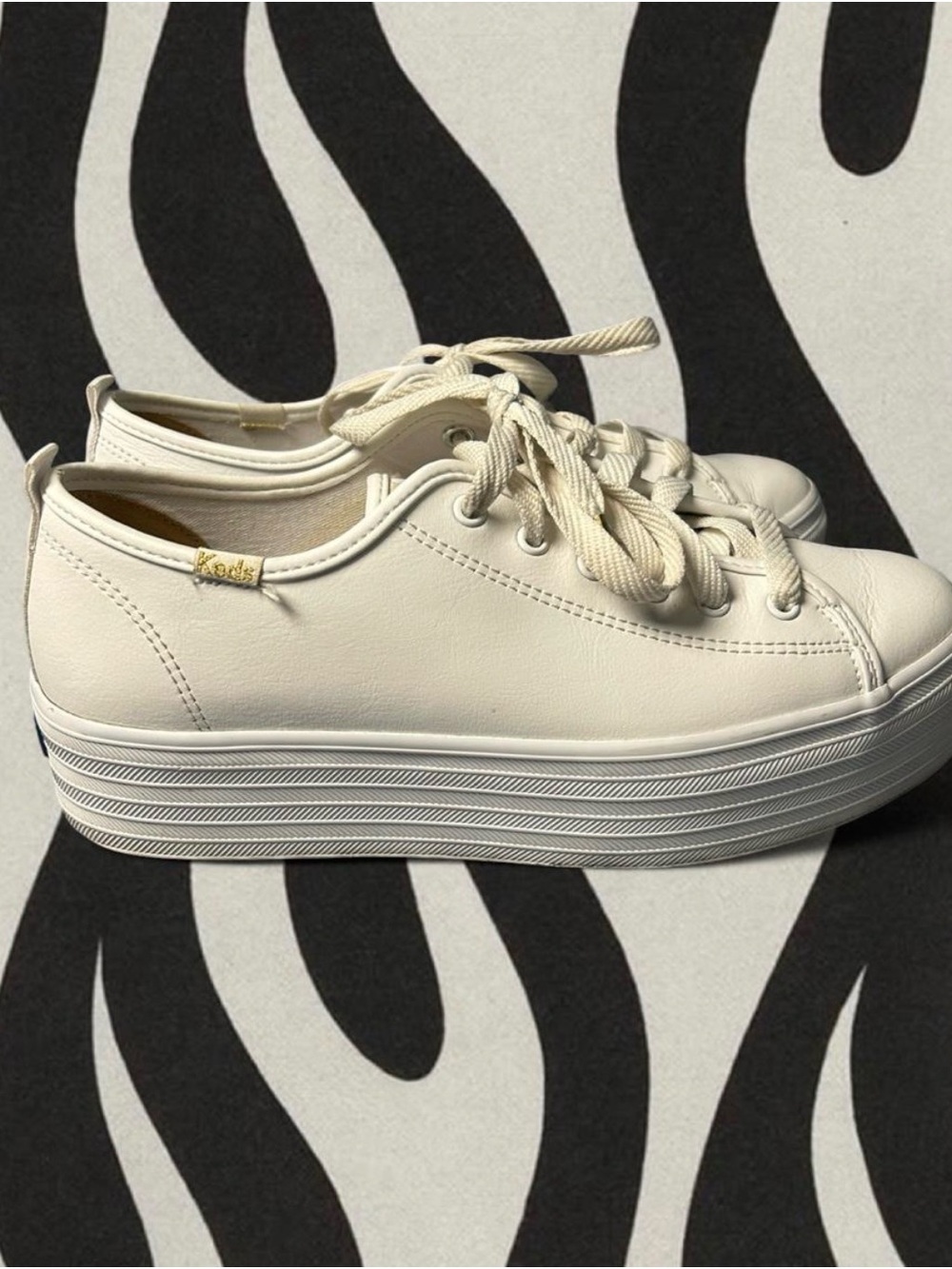 Keds Women's White Triple Up sneakers platform sole.